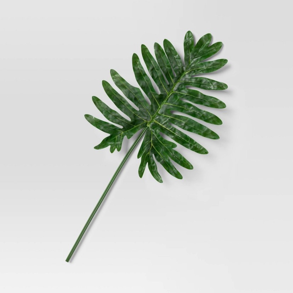Target Threshold artificial philodendron leaf stem 40” new faux palm stem accent